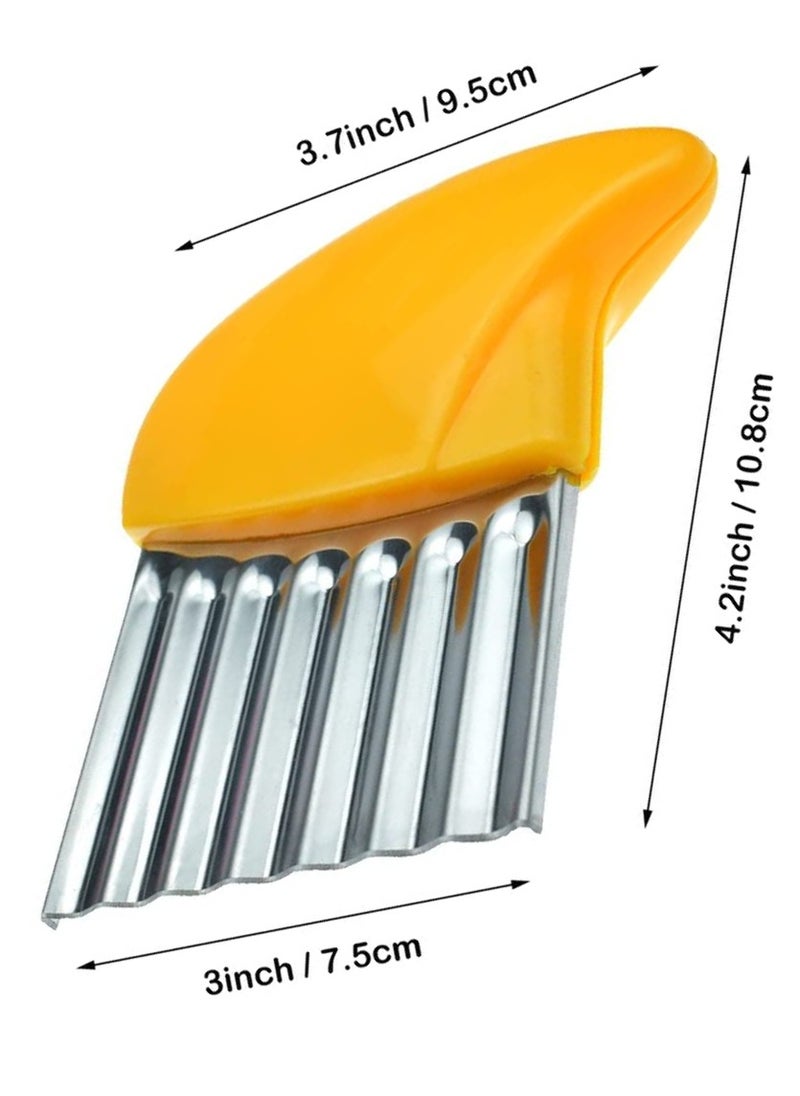 sokany 2 Pieces Crinkle Cut Tool, Multifunctional Wavy Chopper, Stainless Steel Tool Assistant, Suitable for Fruits, French Fry Cutter, Safe Cutting, Must Have Kitchen Gadgets (Yellow, Green)  - Image 2