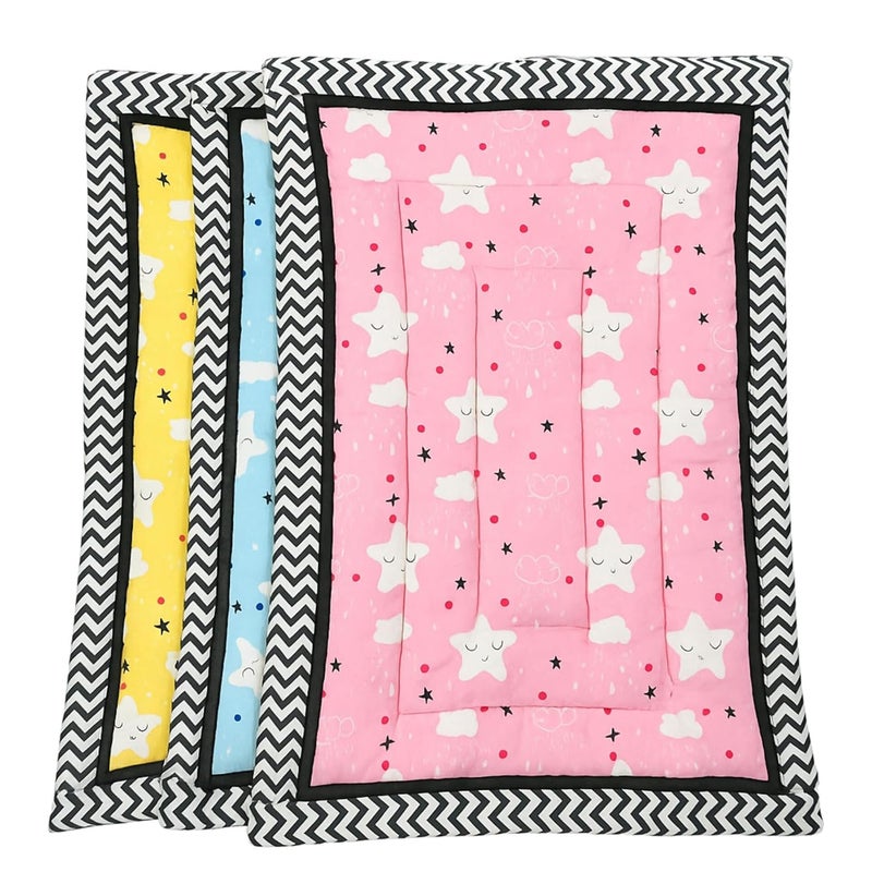 Fabrify Baby Mattress | Sleeping Mat | New Born Supper Soft Mattress |Godadi | Quilt | Cotton Sleeping Mat For New Born Baby (0-1 Year) Pack of 3, Multicolored,Tight Top - Image 1