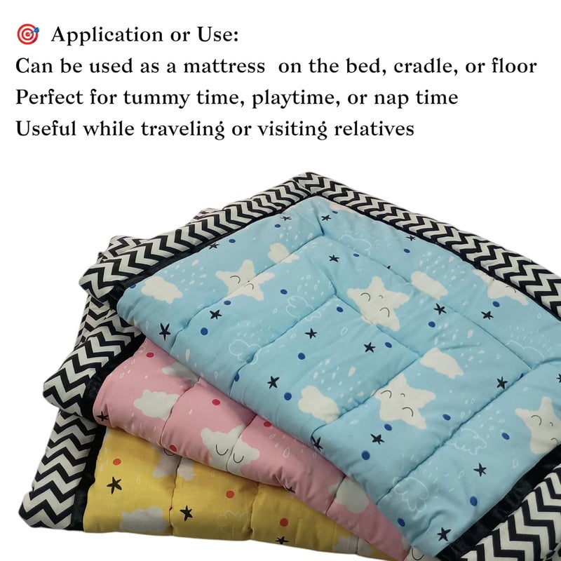Fabrify Baby Mattress | Sleeping Mat | New Born Supper Soft Mattress |Godadi | Quilt | Cotton Sleeping Mat For New Born Baby (0-1 Year) Pack of 3, Multicolored,Tight Top - Image 4