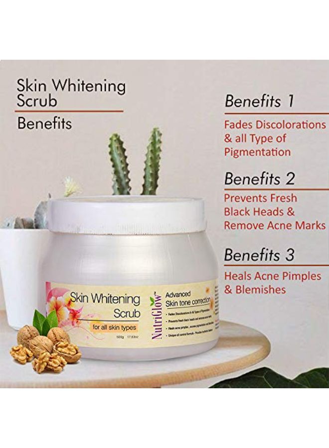 NUTRIGLOW Skin Whitneing Facial Scrub For Bright Smooth Moisturizing Skin| Deep Pore Cleansing Acne Scars Blackheads Tan Removal| All Skin Types| (500 Gm) - Image 2