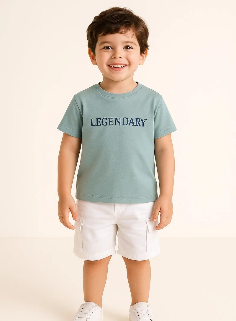 فكتور اند جين Junior Boys T-Shirt – “LEGENDARY” Slogan – Soft Blue (2Y-9Y)