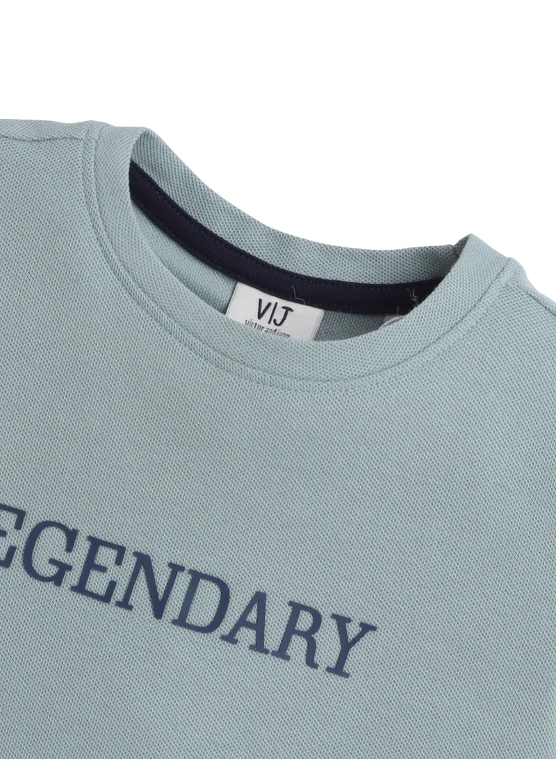 فكتور اند جين Junior Boys T-Shirt – “LEGENDARY” Slogan – Soft Blue (2Y-9Y)