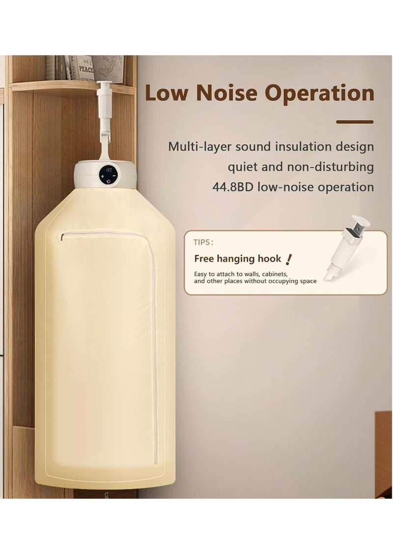 USTIDE Portable Clothes Dryer, Mini Laundry Dryers with Low Noise, Mini Dryer Machine with 0-5H Timing Function Equipped, with Hook, Dry Bag, for Apartment, Dorm, RV, Light Clothes, Underwear, Baby Clothes  - Image 4