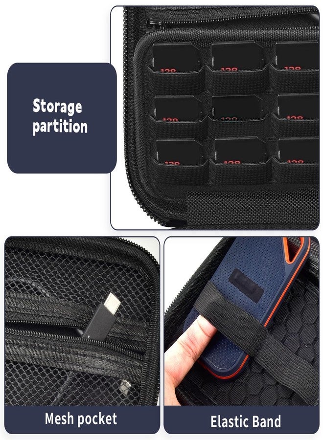 بايول حافظة متوافقة مع محركات الأقراص الصلبة الخارجية المحمولة SanDisk Extreme PRO SSD بسعات 1 تيرابايت، 2 تيرابايت، 4 تيرابايت، 500 جيجابايت، و8 تيرابايت، وحامل منظم لتخزين بطاقات الذاكرة SD وSDXC وSDHC - لقطعتين من محركات الأقراص الصلبة SSD (أسود) - Image 3