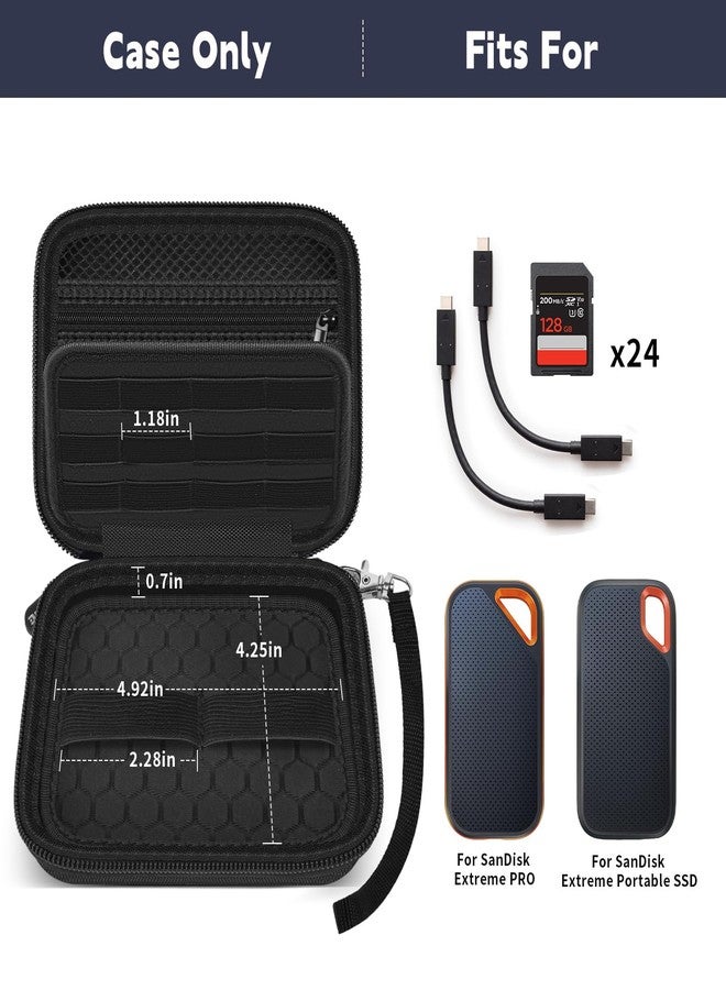 بايول حافظة متوافقة مع محركات الأقراص الصلبة الخارجية المحمولة SanDisk Extreme PRO SSD بسعات 1 تيرابايت، 2 تيرابايت، 4 تيرابايت، 500 جيجابايت، و8 تيرابايت، وحامل منظم لتخزين بطاقات الذاكرة SD وSDXC وSDHC - لقطعتين من محركات الأقراص الصلبة SSD (أسود) - Image 2