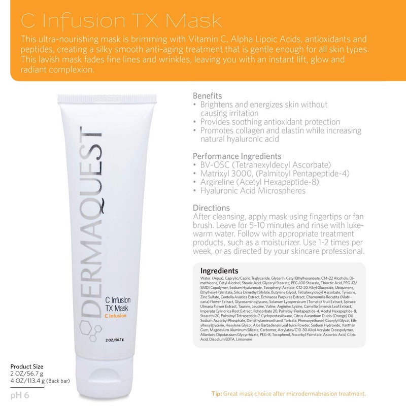 DermaQuest C Infusion TX Anti Aging Vitamin C Face Mask - Brightening & Energizing Pore Minimizing Facial Mask For Women & Men (2oz) - Image 5