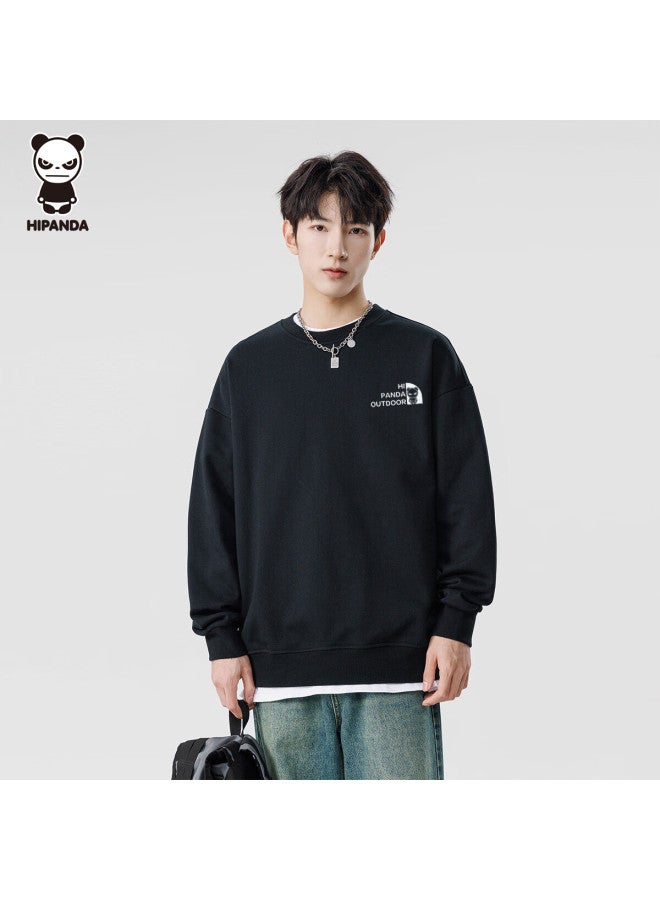 Hipanda o Panda Sweatshirt For Men, Autumn Round Neck Loose Trendy Brand, Glow-in Color-changing Long Sleeve Jacket Top For Men, Black, Size M - Image 3