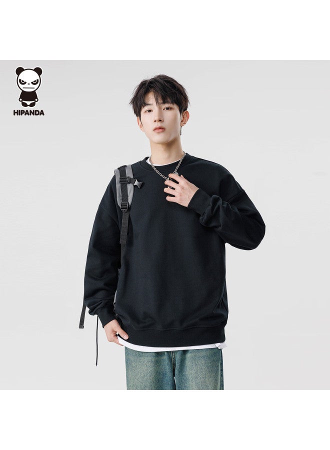 Hipanda o Panda Sweatshirt For Men, Autumn Round Neck Loose Trendy Brand, Glow-in Color-changing Long Sleeve Jacket Top For Men, Black, Size M - Image 4