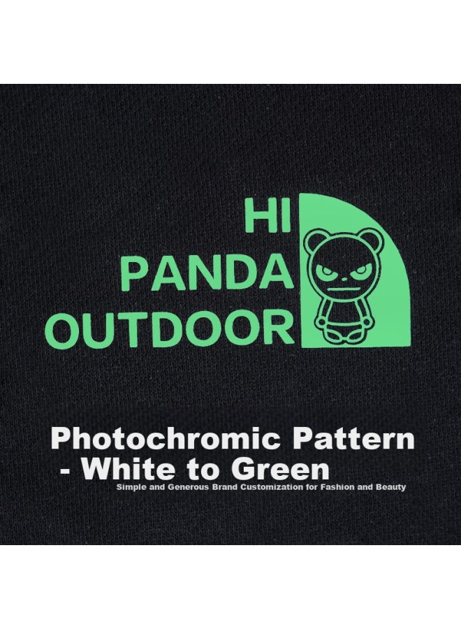Hipanda o Panda Sweatshirt For Men, Autumn Round Neck Loose Trendy Brand, Glow-in Color-changing Long Sleeve Jacket Top For Men, Black, Size M - Image 2