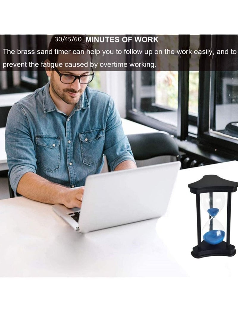 Sandglass 30-minute Timer Hourglass for Ornament Sand Clock Crafts  Decoration Xmas New Year Birthday Tea Coffee Table Book Shelf School Game Wooden Frame Sand Timer Blue - Image 2