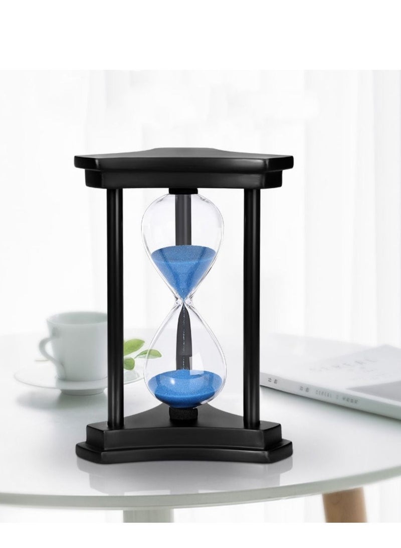 Sandglass 30-minute Timer Hourglass for Ornament Sand Clock Crafts  Decoration Xmas New Year Birthday Tea Coffee Table Book Shelf School Game Wooden Frame Sand Timer Blue - Image 1