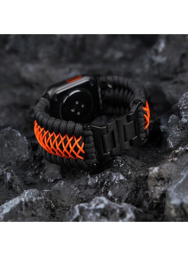 Tefeca Titan Series Paracord Band Compatible with Apple Watch Ultra 2/Ultra 49mm, Series 10 46mm, Series 9/8/7 45mm, SE2/SE/6/5/4 44mm, and Series 3/2/1 42mm (Ember,XL for 49/46/45/44/42mm) - Image 3