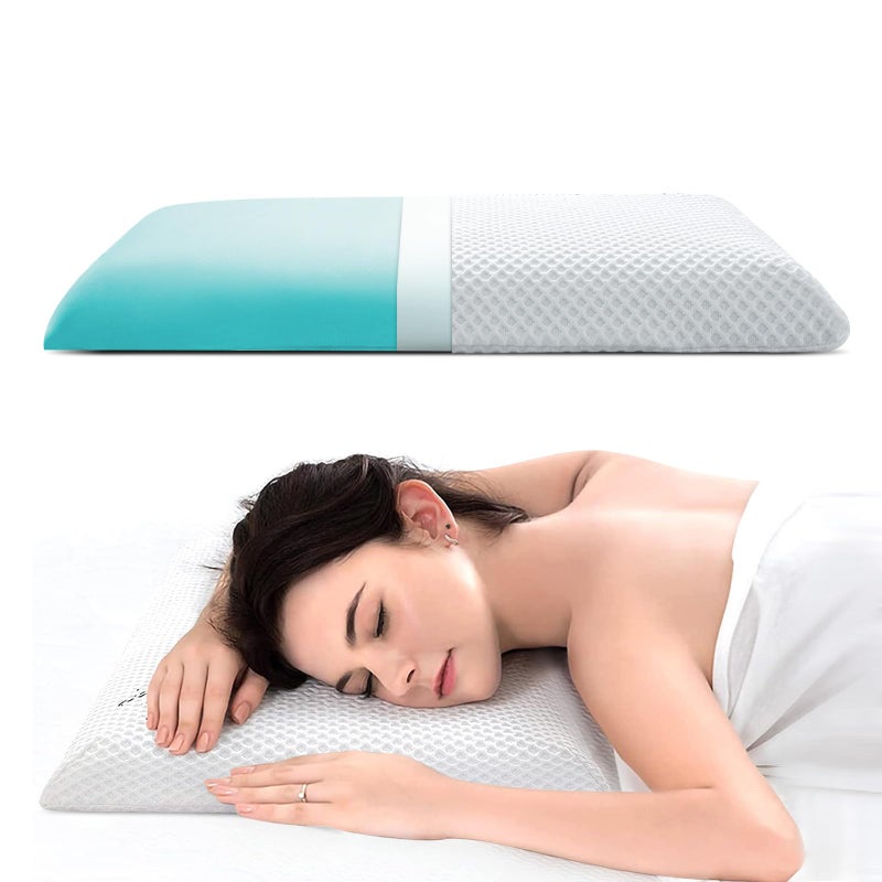 AOTOZE AOTOZE Ultra Thin  Flat Memory Foam PillowLow Profile Slim  Thin Pillow for Stomach SleeperSide SleeperOekoTEX  CertiPURUS Double Certification 235 x 155 x 24 Inches 