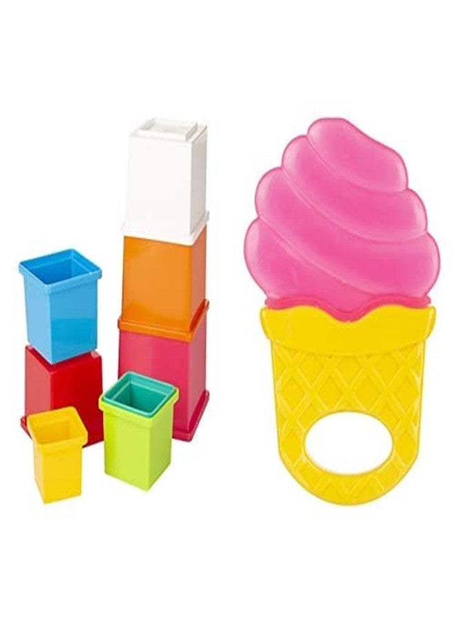 Giggles Funskool Stacking Cubes, Multi Color Icecream Teether, Assorted - Image 1