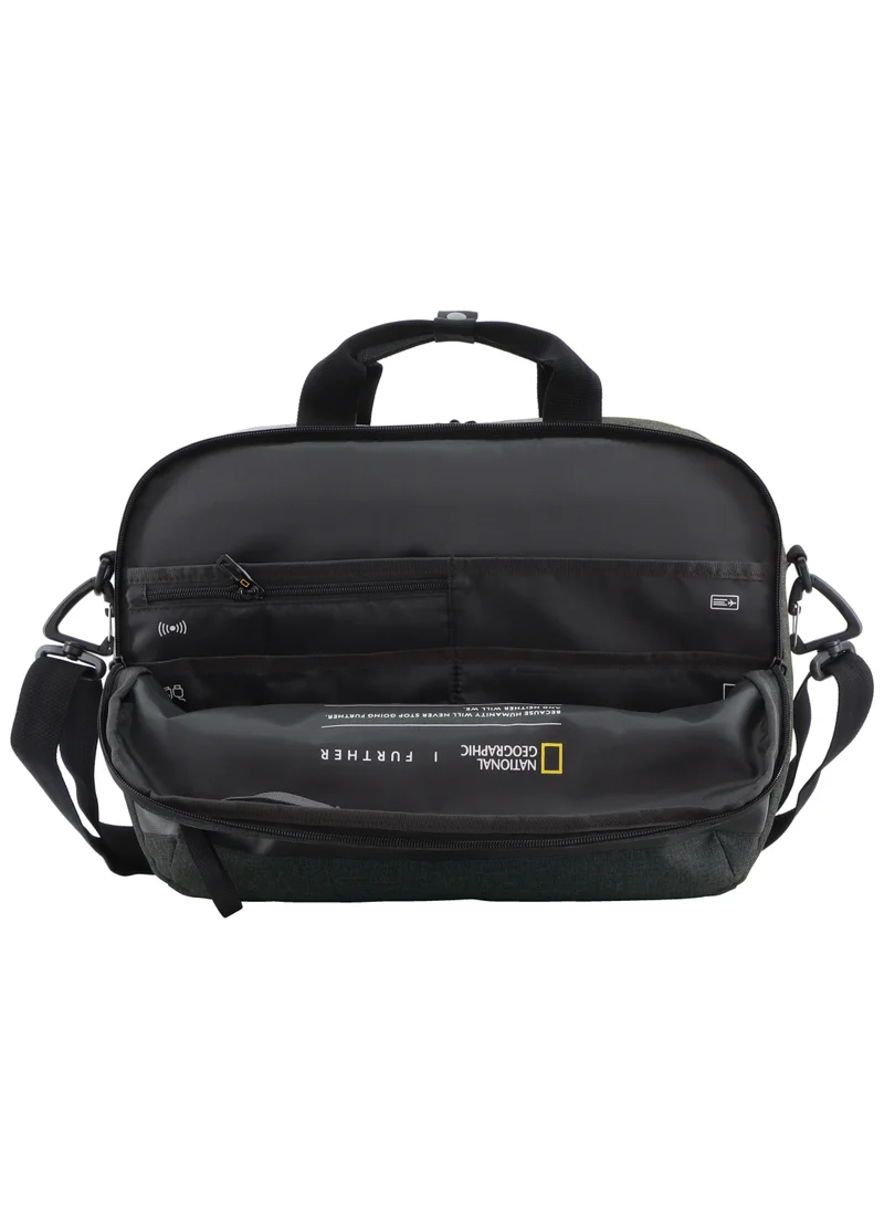 NATIONAL GEOGRAPHIC National Geographic Shadow RPET Computer Bag Anthracite, Durable Water Resistant Laptop/Tablet Padded Compartment RFID Pocket, Adjustable/Removable Strap Suitable For Business Office Travel School