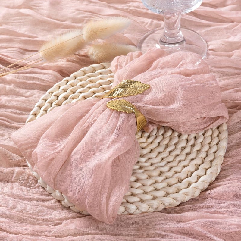 Socomi Pink Cheesecloth Napkins Easter Spring Cheese Cloths Gauze Set of 10 Boho Washable Dinner Table Napkins for Wedding Party Baby Shower Birthday Party Decor - Image 2
