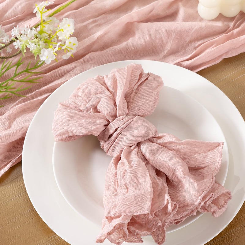 Socomi Pink Cheesecloth Napkins Easter Spring Cheese Cloths Gauze Set of 10 Boho Washable Dinner Table Napkins for Wedding Party Baby Shower Birthday Party Decor - Image 3
