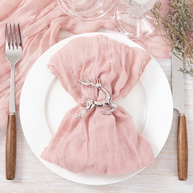 Socomi Pink Cheesecloth Napkins Easter Spring Cheese Cloths Gauze Set of 10 Boho Washable Dinner Table Napkins for Wedding Party Baby Shower Birthday Party Decor - Image 5