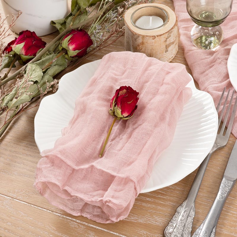 Socomi Pink Cheesecloth Napkins Easter Spring Cheese Cloths Gauze Set of 10 Boho Washable Dinner Table Napkins for Wedding Party Baby Shower Birthday Party Decor - Image 4