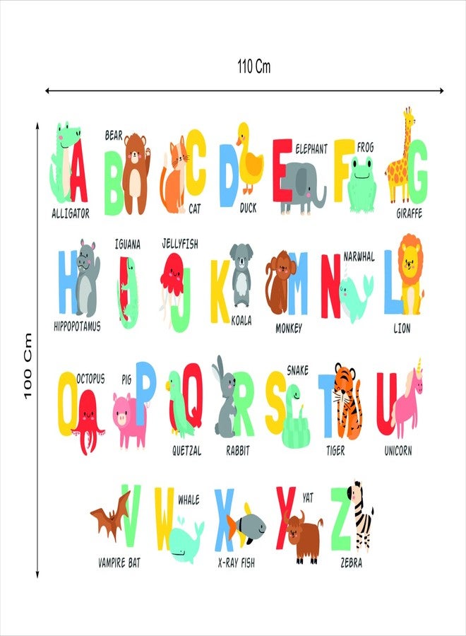 Decals Creation Cartoon Animals with ABCD English Alphabets Kids Education Nursery Pre School Wall Sticker (Multicolor,Size - 100 Cm X 110 Cm) - Image 2