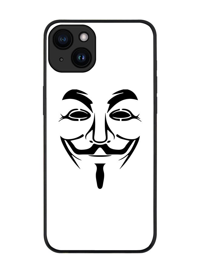 Stylizedd Cover for iPhone 15 Case Rugged Black Slim fit Soft Flexible Anti Drop TPU Gel Thin Protective Phone Cases - Vendetta Mask - Image 1