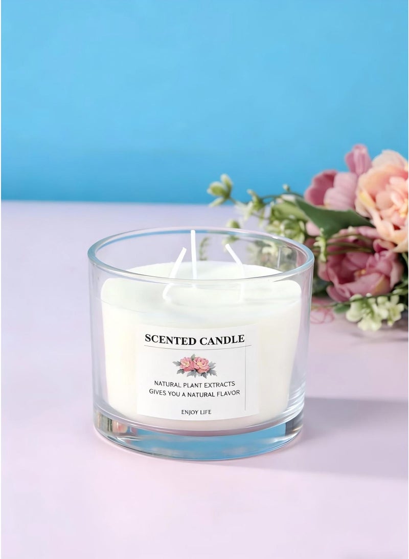 MOOCO Lavender 3 Wick-Large Capacity Fragrance Candle,Soybean Wax,| 50 hrs burn-time |,Glass Cup Home Decorations, Bedroom Fragrance Ornaments, Holiday Gifts,Creative Gift,Relaxing and Calming Fragrance,Gift Box for Birthday, Wedding, Valentine's Day, Anniversary, Party, Souvenir, Yoga,SPA,Bathroom,Gift for Stress Relief,Meditation, Aroma Candle for Women/Lady, Natural for Home,Office&Hotel,White - Image 2