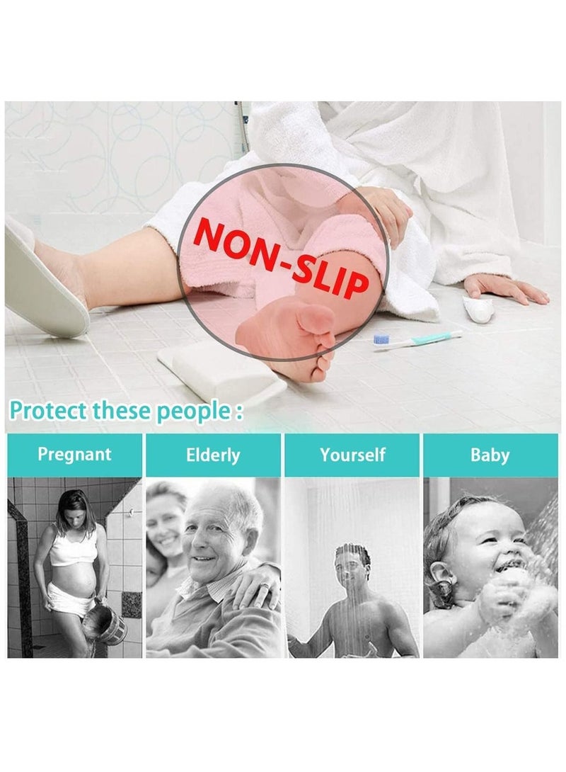 Non Slip Drainage Floor Tiles,12 Pack Interlocking Bath Floor Mat, 30x30cm Shower Mat with Drainage Holes for Bathroom, Kitchen, Pool (White and Grey) - Image 4