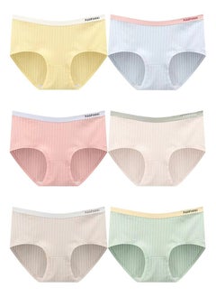 Zeemey 6-Piece Cotton Bikini Breathable Panties Low Waist Fashionable Ladies Charming Thick Bottom