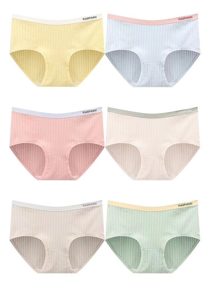 Zeemey - Zeemey 6-Piece Cotton Bikini Breathable Panties Low Waist Fashionable Ladies Charming Thick Bottom - Image 1