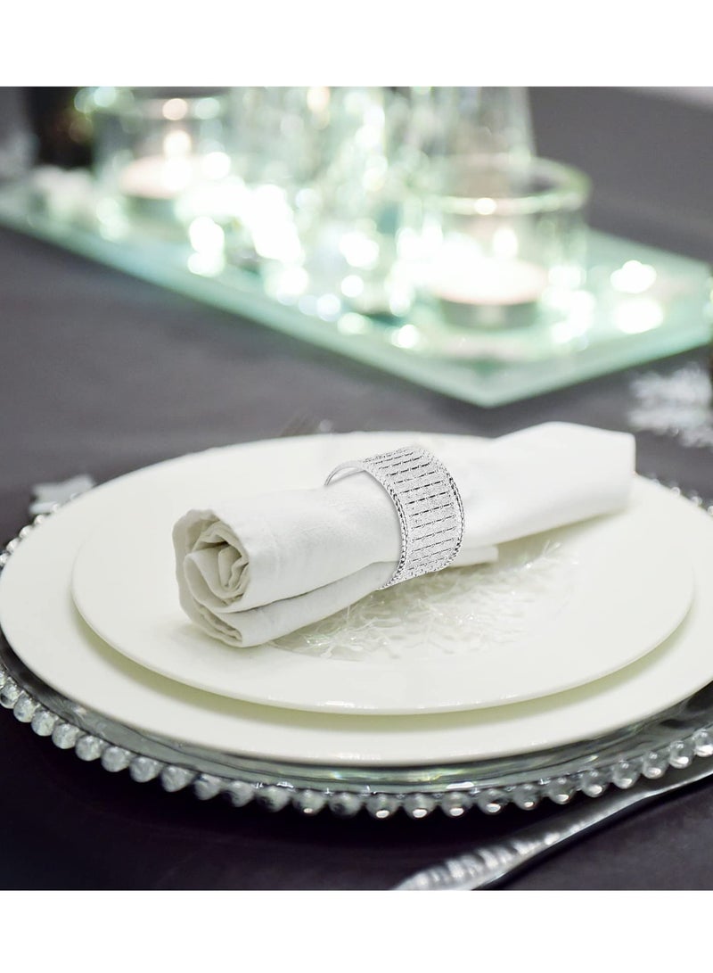 Excefore Napkin Ring Set of 6, Silver Stainless Steel Bead Side Metal Napkin Holder Ring, Simple Creative Napkin Buckle, European Metal Napkin Ring, for Dining, Anniversary, Birthday, Party of Table Setting - Image 3