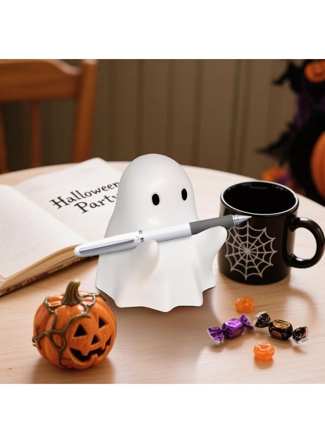 Halloween Ghost Pen Holder Figurine, Spooky Resin Ghost Statue, Cute Pencil Stand for Home Office Desktop Decoration, Funny Desk Organizer Accessory - Image 5