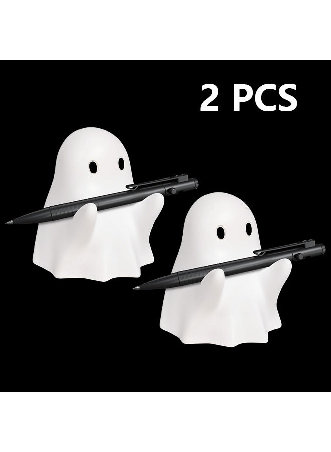 Halloween Ghost Pen Holder Figurine, Spooky Resin Ghost Statue, Cute Pencil Stand for Home Office Desktop Decoration, Funny Desk Organizer Accessory - Image 1