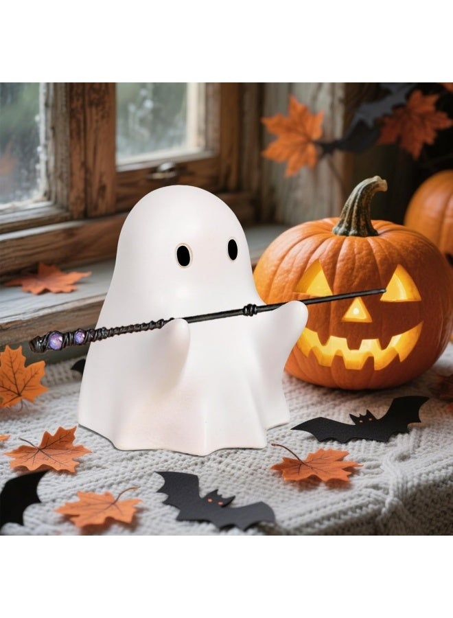 Halloween Ghost Pen Holder Figurine, Spooky Resin Ghost Statue, Cute Pencil Stand for Home Office Desktop Decoration, Funny Desk Organizer Accessory - Image 4