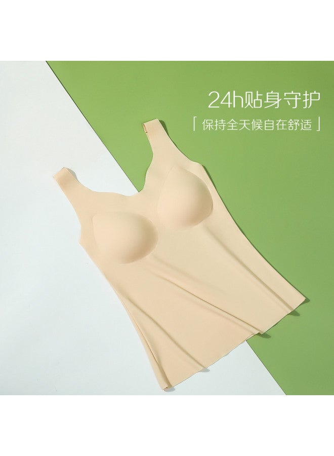 Red Bean Seamless Camisole With Built-In Pads, Breathable Icy Silk Tank Top For Women, Summer Layering Essential - Image 5