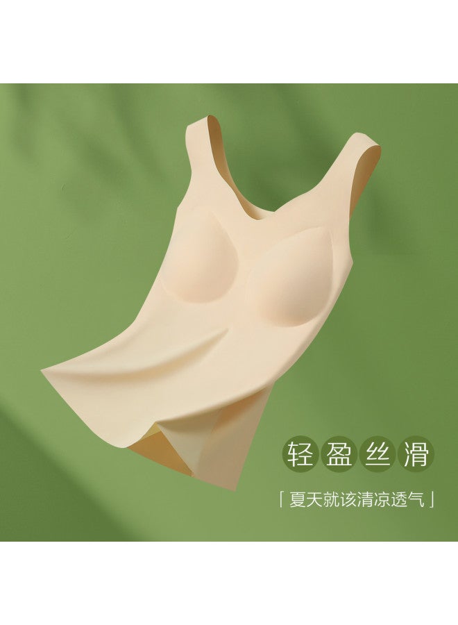 Red Bean Seamless Camisole With Built-In Pads, Breathable Icy Silk Tank Top For Women, Summer Layering Essential - Image 3