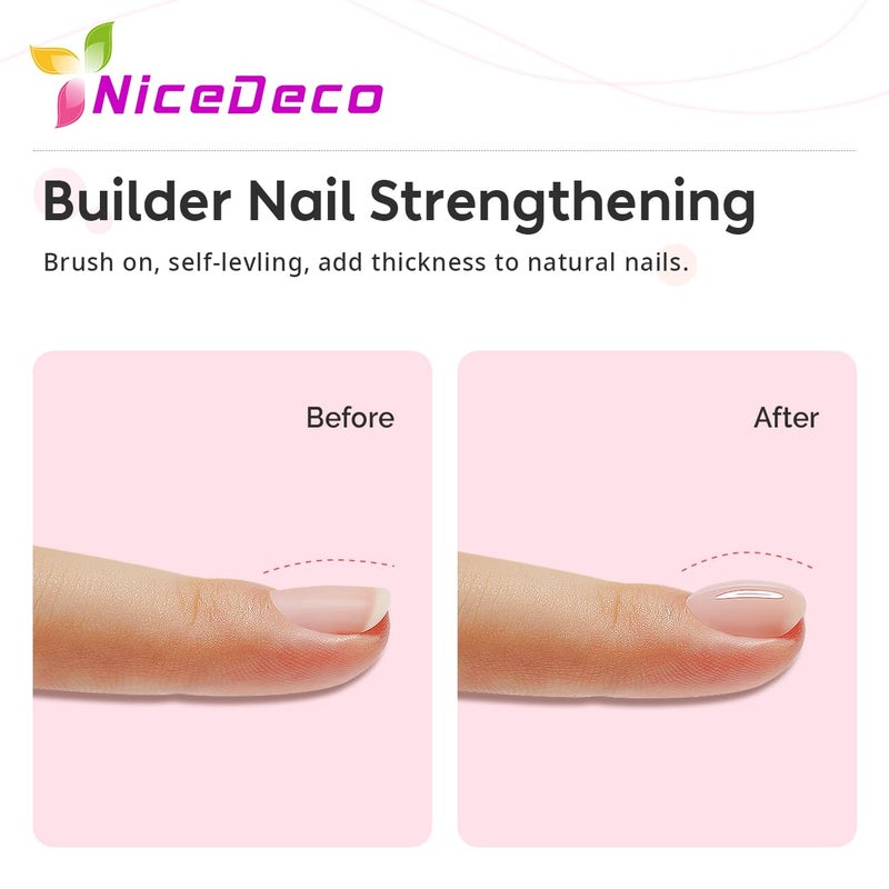 Nicedeco Hema Free Rubber Base Gel UV Color Milk Pink Gel Nail Polish 15ML 014 - Image 2