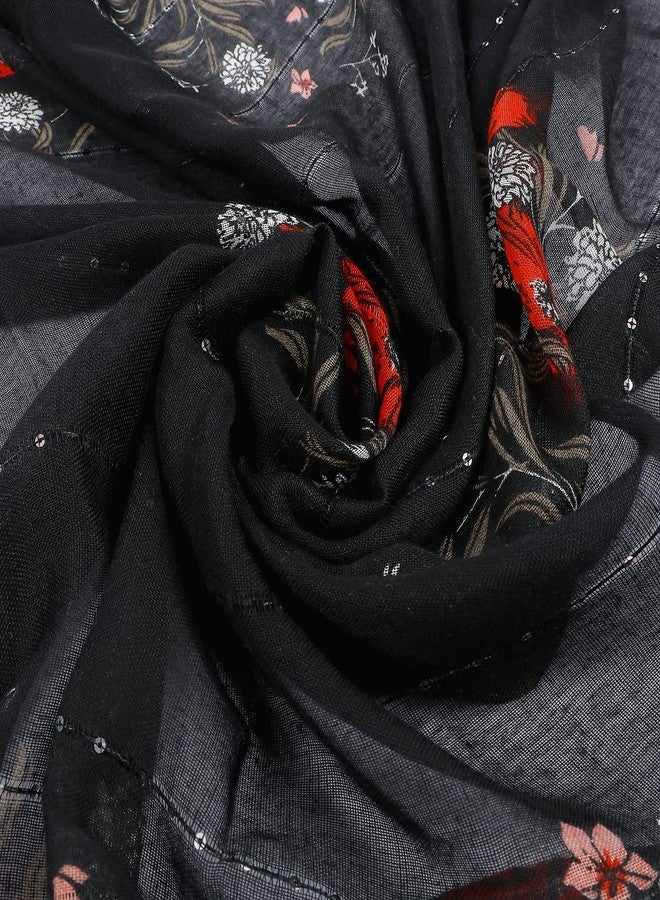 وشاح Yeieeo بوهو للنساء، خفيف الوزن، مطبوع عليه زهور، مناسب لفصلي الخريف والشتاء، مزين بشراشيب، مقاس 17، متوسط. - Image 3