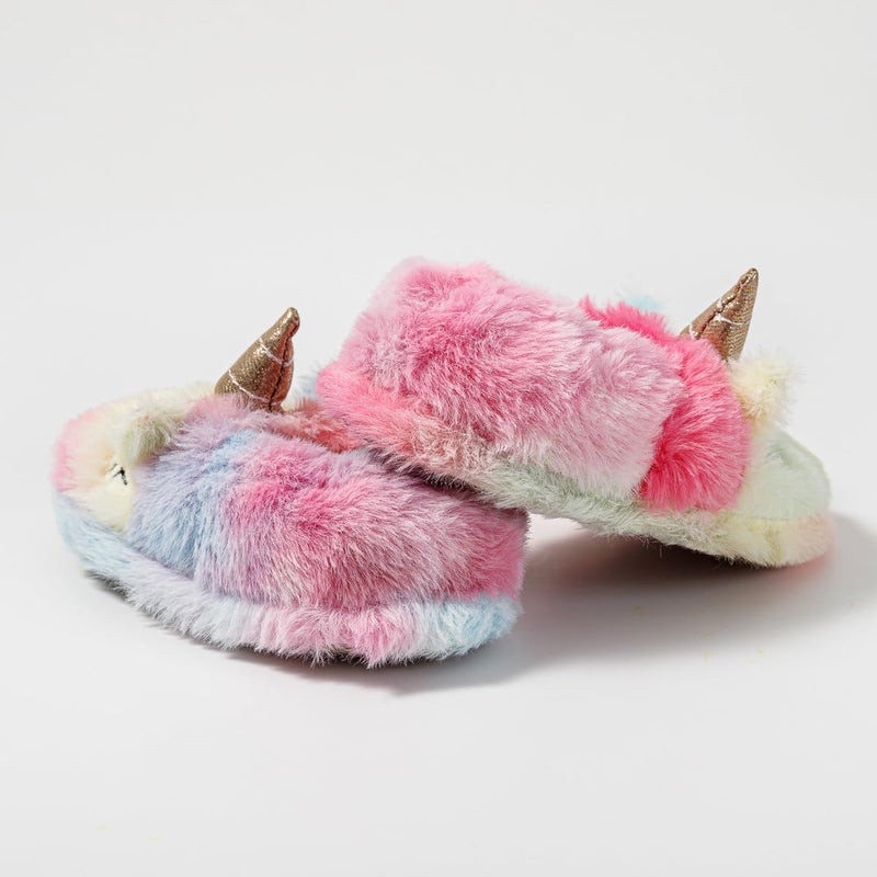 Enteer Baby Girls' Unicorn House Slippers Multicolor US 7-8 - Image 5