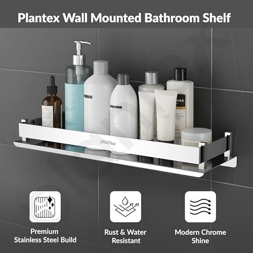 Plantex Stainless Steel Bathroom Shelf/Shelf for Bathroom/Wall Mounted Kitchen Shelf/Washroom Organiser- Chrome (15x5 Inch) - Image 2
