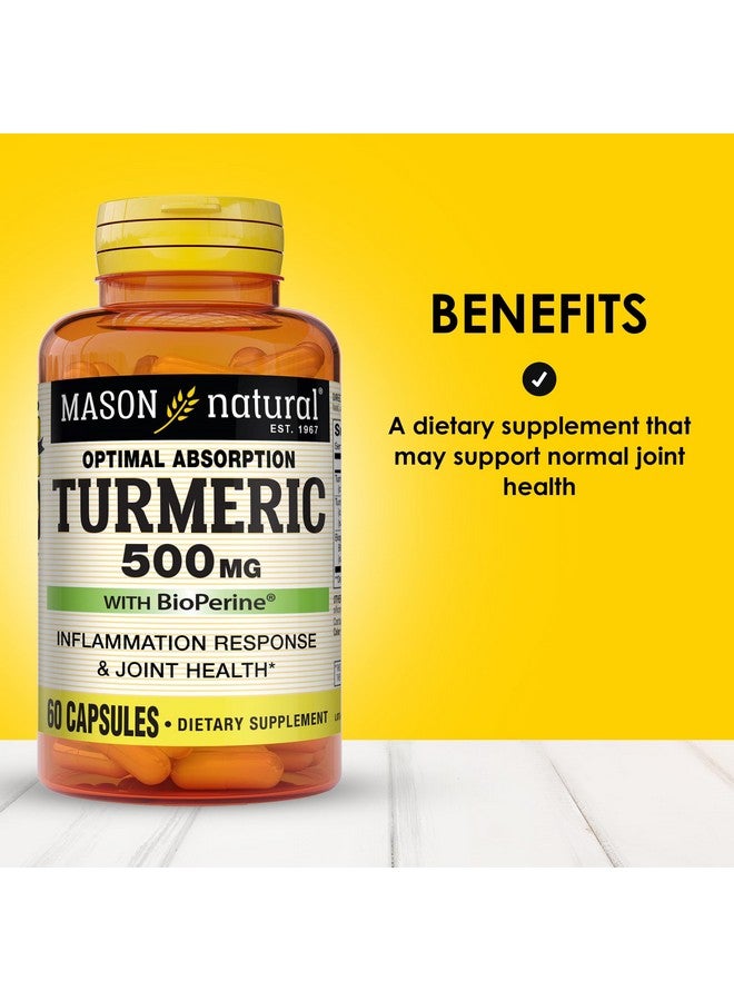 MASON NATURAL Optimal Absorption Turmeric 500 mg with BioPerine, Supports Normal Joint Health, 60 Capsules - Image 2