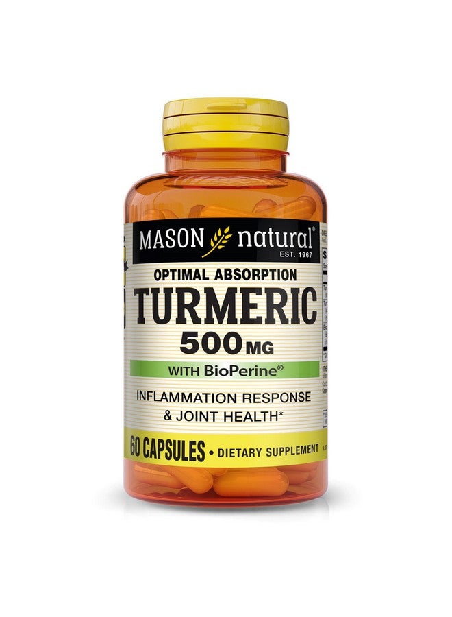 MASON NATURAL Optimal Absorption Turmeric 500 mg with BioPerine, Supports Normal Joint Health, 60 Capsules - Image 1
