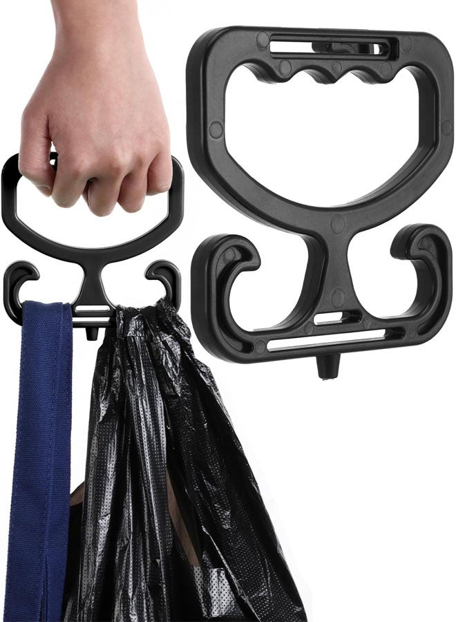 حامل أكياس البقالة، حامل أكياس التسوق، كل مقبض يتحمل حتى 80 رطلاً، مقبض حمل شديد التحمل، قبضة مريحة لحمل الحقائب والدلاء وملحقات المتسوقين باللون الأسود - Image 1