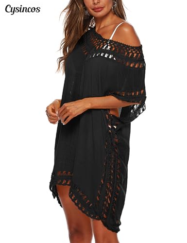 Cysincos Womens Swimsuit Cover Up Hollow Out Swimwear Beach Bathing Suit Bikini Coverups - Image 2