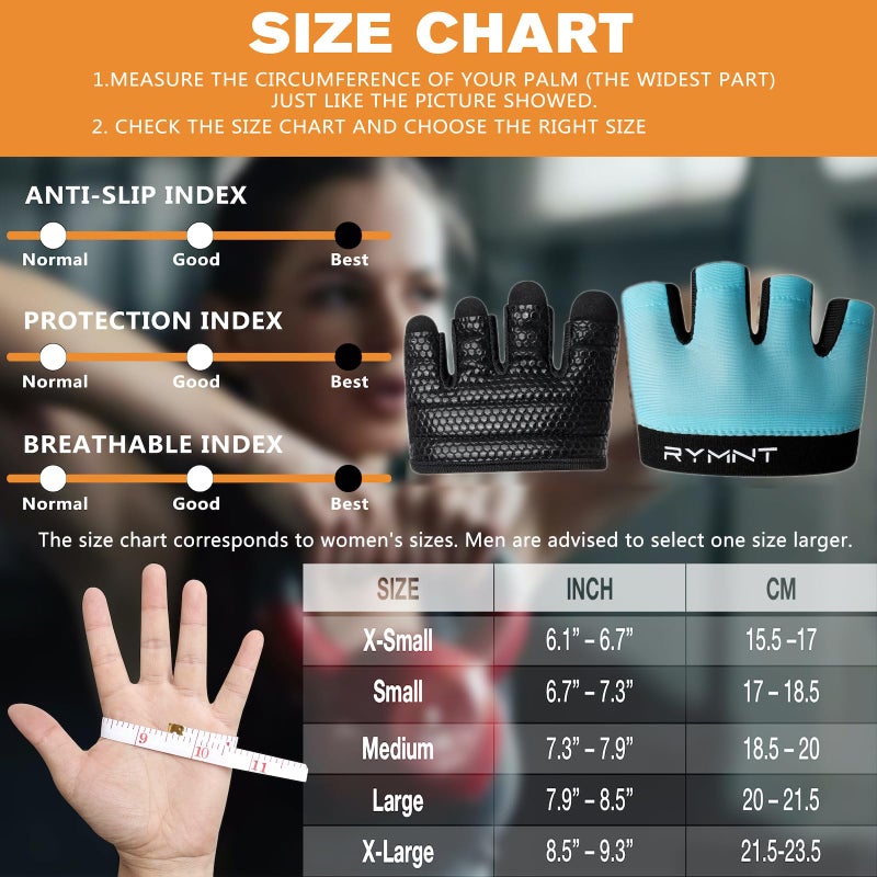 RYMNT Minimal Workout Gloves,Short Micro Weight Lifting Gloves Grip Pads with Full Palm Protection & Extra Grip for Men Women Weightlifting,Gym,Cross Training,Powerlifting,WODs.Aqua-Medium - Image 3