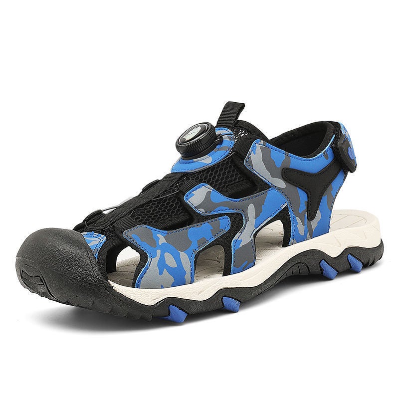 Youth Summer Hollow Breathable Beach Shoes Big Children Casual Baotou Non-Slip Sandals Men'S Soft Sole Lightweight Men'S Shoes - Image 1