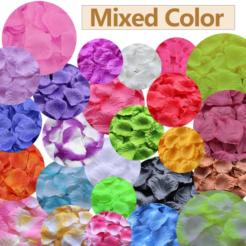 Gresorth Multicolor Artificial Silk Rose Petals Fake Petal Flower Decoration for Wedding Party - 2000 PCS - Image 2