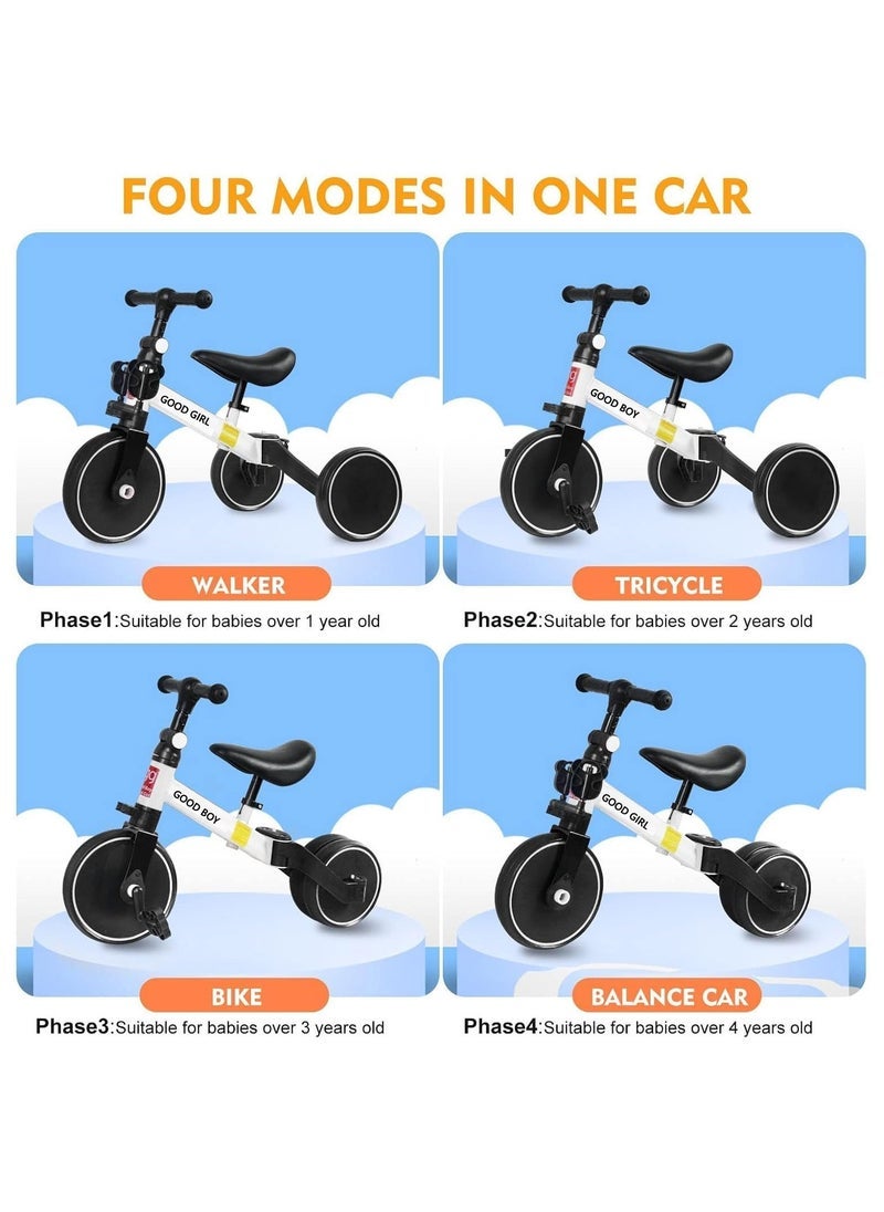 Good Boy 4 In 1 Kids Tricycle for Toddlers with Adjustable Seat and Handle – Versatile Trike for Boys and Girls, Perfect for Indoor and Outdoor Play, Safe and Durable White Toddler Bike with Easy Steering and Comfortable Design for Early Learning and Fun  - Image 4