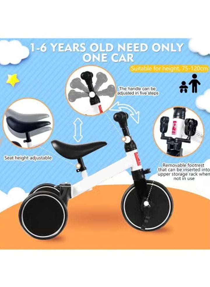 Good Boy 4 In 1 Kids Tricycle for Toddlers with Adjustable Seat and Handle – Versatile Trike for Boys and Girls, Perfect for Indoor and Outdoor Play, Safe and Durable White Toddler Bike with Easy Steering and Comfortable Design for Early Learning and Fun  - Image 2