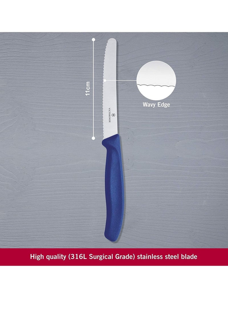 فيكترونوكس فيكتورينكس سكين تقطيع كلاسيكي متعرج 4" برأس منحني مقبض ازرق - Image 3