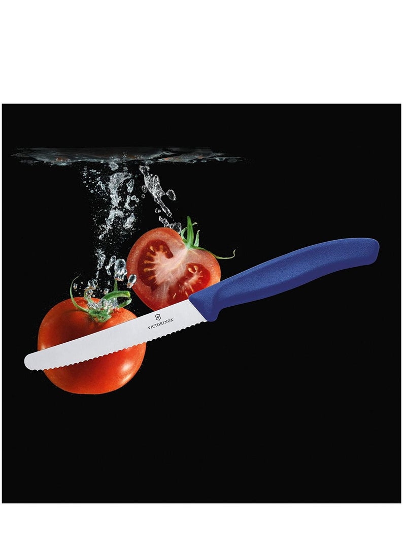 فيكترونوكس فيكتورينكس سكين تقطيع كلاسيكي متعرج 4" برأس منحني مقبض ازرق - Image 4